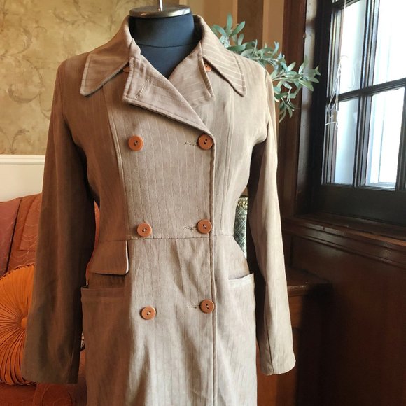 Women Double Breasted Trench Jacket With Lapel Collar, Small - Picture 9 of 12